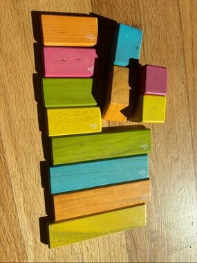 Tegu Magnetic Wooden Blocks – Bright Multi-Color Set of 12